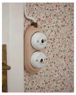 Fontini S.A. Vit Porslin Utanpå Fontini|Strömbrytare Med Dimmer|Dimmer vipp vitt porslin/mässing - Fontini utanpåliggande