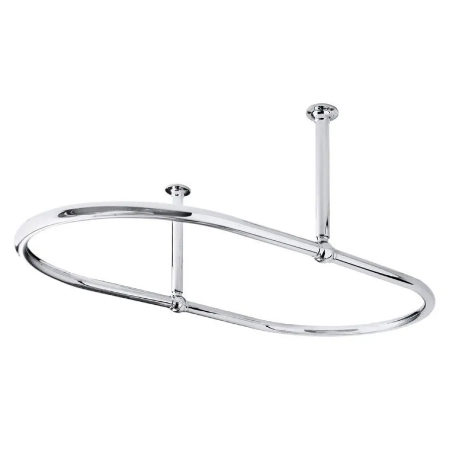 Badex AB Duschdraperihållare|Tillbehör Krom - Badrum|Duschdraperistång oval 109 x 64 cm - Krom