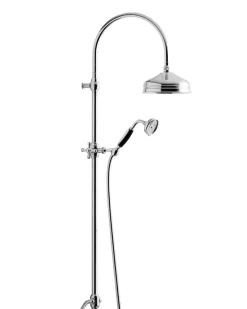 Gaboli Fratelli Rubinetteria Duschar|Duschset - Kensington retro utan blandare, krom med svarta handtag