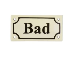 Emaljehuset Emaljskyltar|Emaljskyltar & Dörrskyltar|Emaljskylt - Bad vit/svart