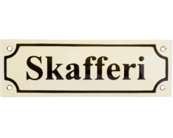 Emaljehuset Emaljskyltar|Emaljskyltar & Dörrskyltar|Emaljskylt - Skafferi vit/svart