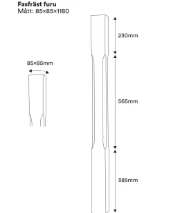 Nordingrå Trä AB Staketstolpar & Räckespelare|Pelare & Stolpar|Fasad stolpe - Räckespelare 1180 x 85 mm furu