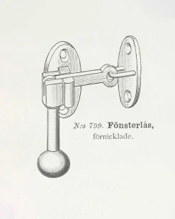 Eskilstuna Kulturbeslag AB Fönsterlås|Fönsterhasp|Fönsterlås - Næsman N:o 799 nickel