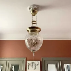 Karlskrona Lampfabrik Amplar|Stora Taklampor|Foajéampel - 200 mässing, slipat klarglas