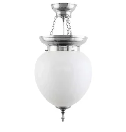 Karlskrona Lampfabrik Amplar|Stora Taklampor|Foajéampel - 200 nickel, opalvit