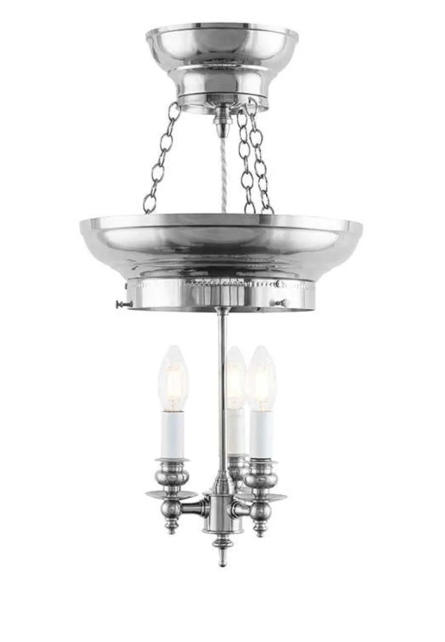 Karlskrona Lampfabrik Amplar|Stora Taklampor|Foajéampel 200 (Nickel/3xE14) - Utan skärm