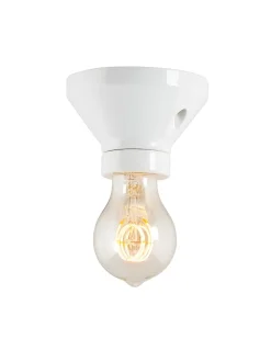 IFÖ Electric AB Porslinslampor & Porslinsocklar|Lamphållare I Porslin|Fotlamphållare 100 mm rak - Vit porslin
