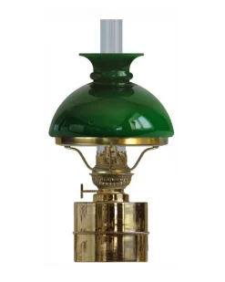 Karlskrona Lampfabrik Fotogenlampor - Bord|Juldekoration|Fotogenlampa - Flaggskär mässing, grön skärm