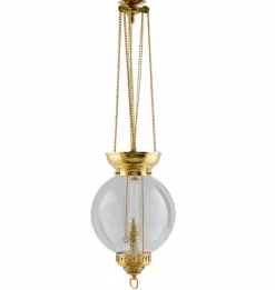 Karlskrona Lampfabrik Hängande Fotogenlampor|Fotogenlampor - Tak|Fotogenlampa - Månskenslampa mässing, klarglas, tak