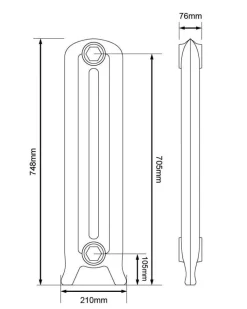 Arroll Limited Inredning I Gjutjärn|Radiatorer|Gjutjärnsradiator Cambridge höjd 75 cm - Mittsektion