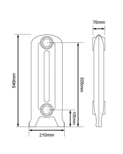 Arroll Limited Inredning I Gjutjärn|Radiatorer|Gjutjärnsradiator Cambridge höjd 55 cm - Mittsektion