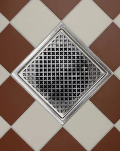 NEXA TECHNOLOGIES Golvbrunnssilar|Golvbrunnssil - Klöverplåt krom 200 x 200 mm