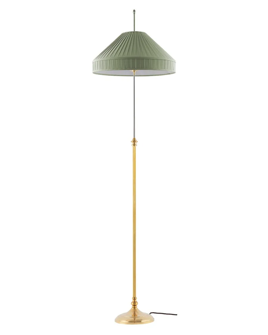Karlskrona Lampfabrik Golvlampor I Mässing|Golvlampa - Edfelt mässing, olivgrön skärm