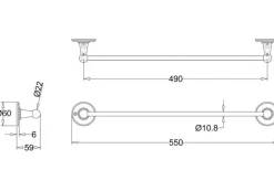 Badex AB Tillbehör Krom - Badrum|Handduksstänger|Handduksstång - Burlington enkel 55 cm