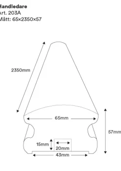 Nordingrå Trä AB Handledare|Handledare|Handledare välvd till räcke - 57 x 65 x 2350 mm