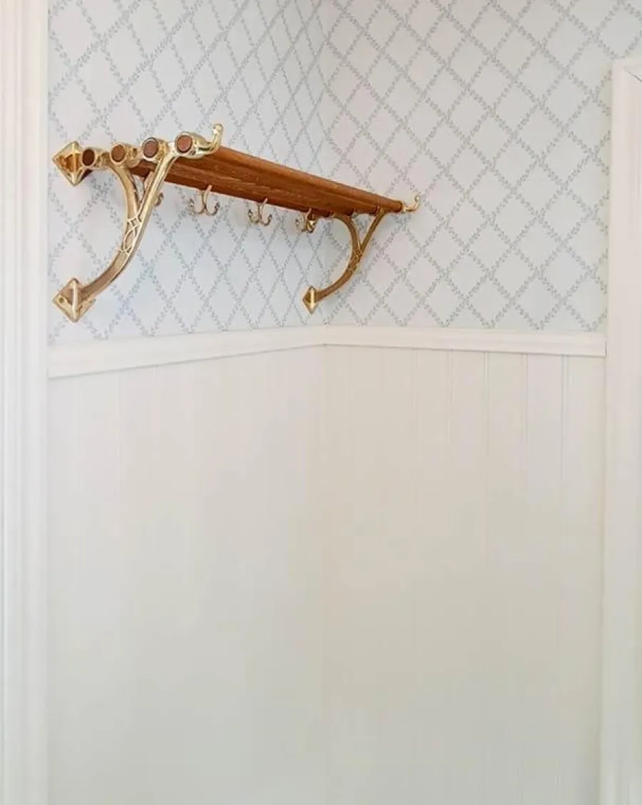 sekelskifte Hatthyllor|Krokar|Hatthylla - mässing & ek, 115 cm