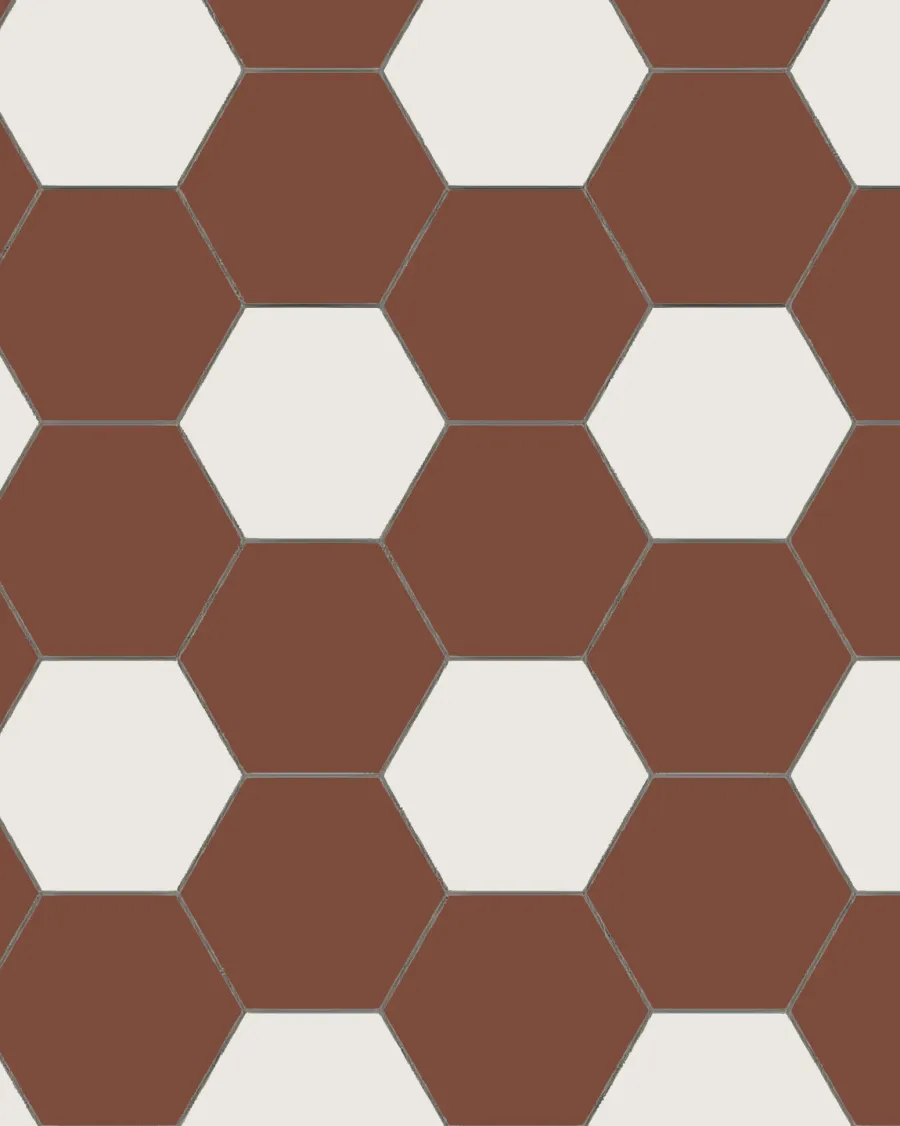 Winckelmans Klinker Hall|Hexagonklinker|Hexagonklinker - 15 x 15 cm röd/vit