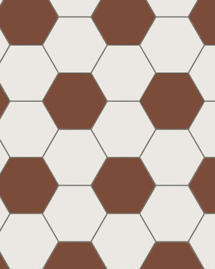 Winckelmans Klinker Hall|Hexagonklinker|Hexagonklinker - 15 x 15 cm vit/röd
