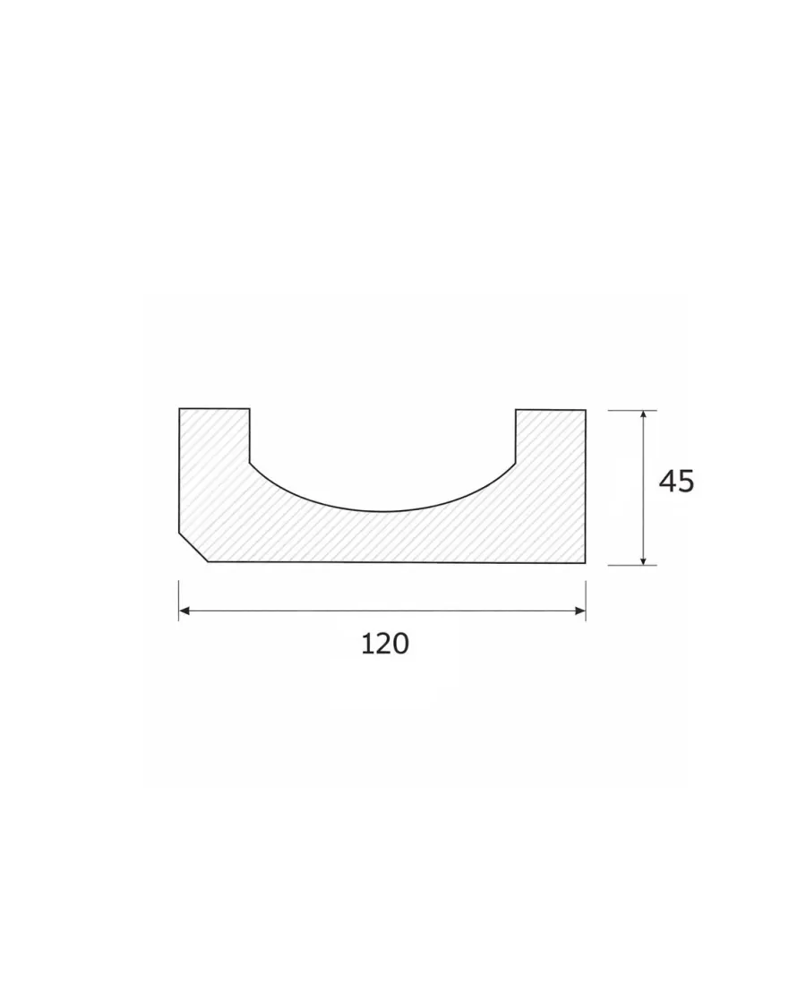 Valbo Trä AB Panel & List|Hängrännor|Hängränna av trä - Rektangulär, furu 45 x 120 mm