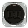 Fontini S.A. Insatser|Insats dubbelt Hdmi-uttag svart porslin - Fontini infällt