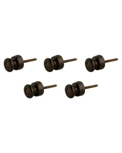 Fontini S.A. Knoppar I Porslin|Isolatorknoppar I Porslin|Isolatorknopp - Brun porslin/mässing 5-pack (utan mässingsskruv)