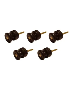 Fontini S.A. Knoppar I Porslin|Isolatorknoppar I Porslin|Isolatorknopp - Brun porslin/mässing 5-pack
