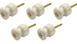 Fontini S.A. Knoppar I Porslin|Isolatorknoppar I Porslin|Isolatorknopp - Porslin/Mässing 5-pack