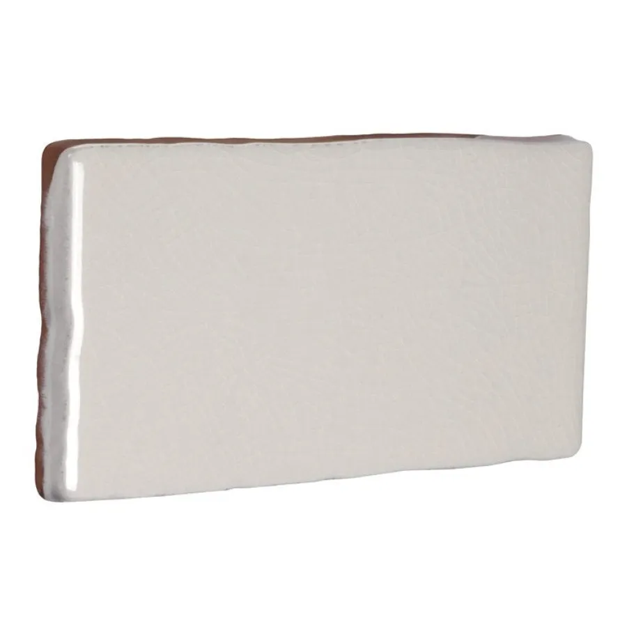 Cevica S.L. Vitt Kakel|Rektangulärt Kakel|Kakel Mayfair - Krackelerad antikvit halftile 7,5 x 15 cm blank, lätt vågigt