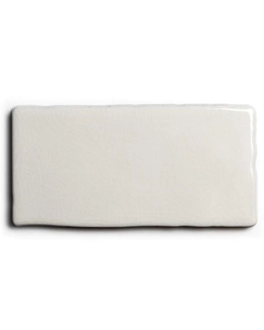 Cevica S.L. Vitt Kakel|Rektangulärt Kakel|Kakel Mayfair - Krackelerad antikvit halftile 7,5 x 15 cm blank, lätt vågigt