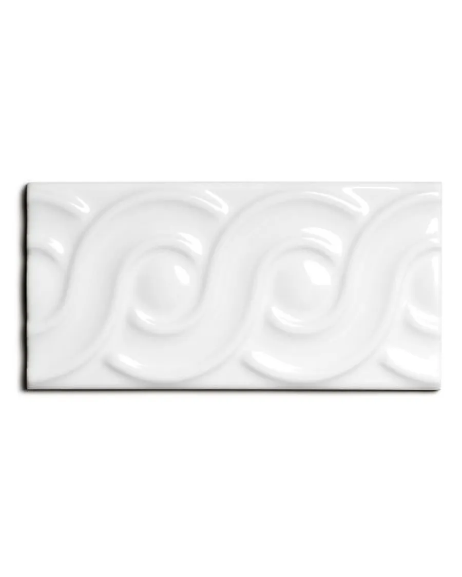 ADEX Vitt Kakel|Rektangulärt Kakel|Kakel Victoria - Dekorlist bård öglor 7,5 x 15 cm vit, blank