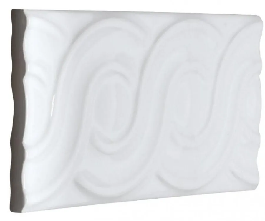 ADEX Vitt Kakel|Rektangulärt Kakel|Kakel Victoria - Dekorlist bård öglor 7,5 x 15 cm vit, blank