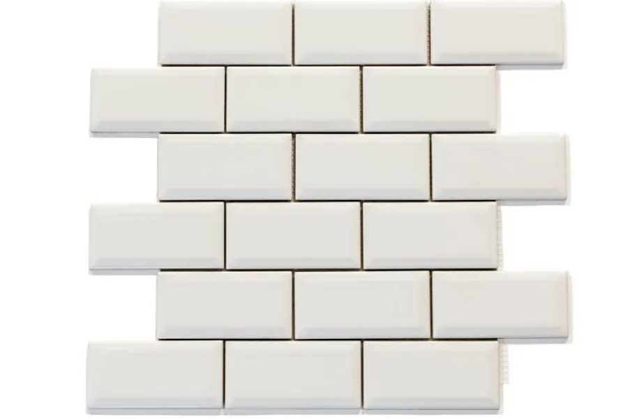 ADEX Rektangulärt Kakel|Vitt Kakel|Kakel Victoria - Fasad kant (mini på nät) 5 x 10 cm vit, blank