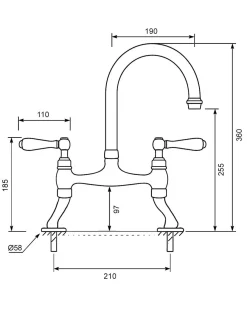 Gaboli Fratelli Rubinetteria Köksblandare I Krom|Köksblandare - Tvåhålsblandare Salford svanhals krom