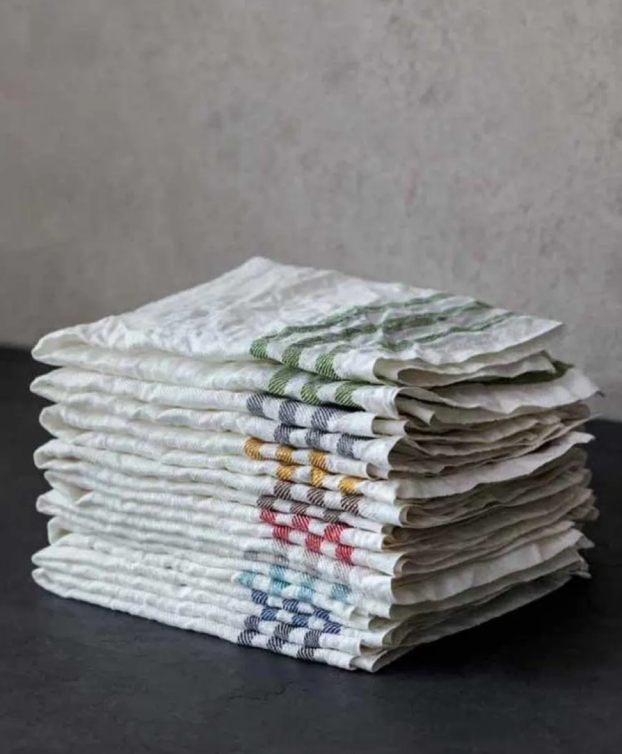 Axlings Linne AB Kökshanddukar|Kökshanddukar|Kökshandduk 2-pack - Lin 50x70 cm, rand benvit/röd