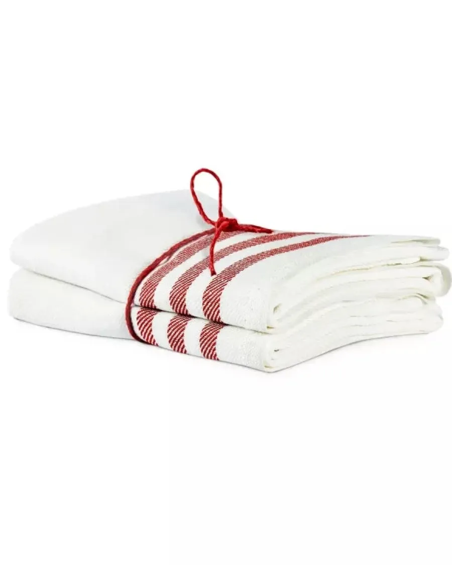 Axlings Linne AB Kökshanddukar|Kökshanddukar|Kökshandduk 2-pack - Lin 50x70 cm, rand benvit/röd