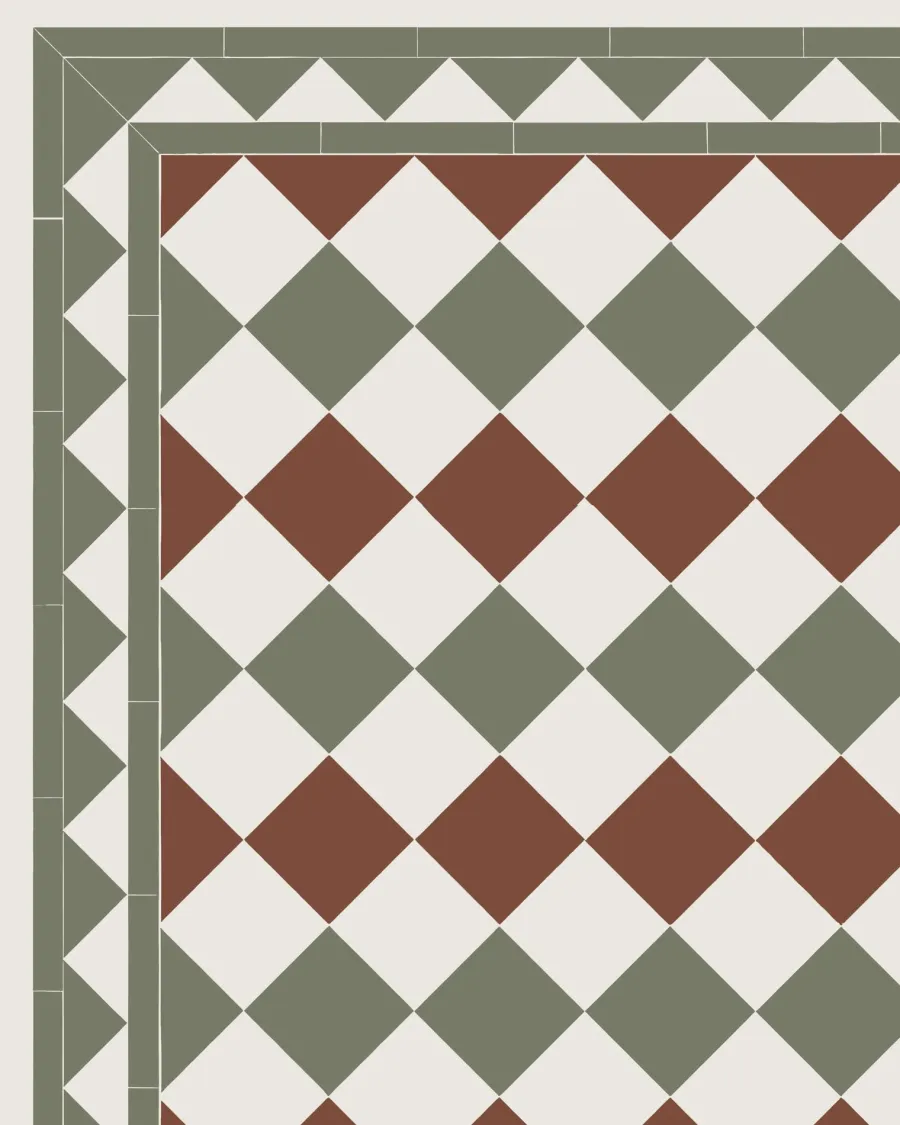 Winckelmans Klinker Hall|Klinker - Birmingham 15 x 15 cm vit/röd/Australian green