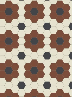 Winckelmans Klinker Hall|Hexagonklinker|Klinker - Darlington Hexagon 10x10 cm röd/gulvit/svart