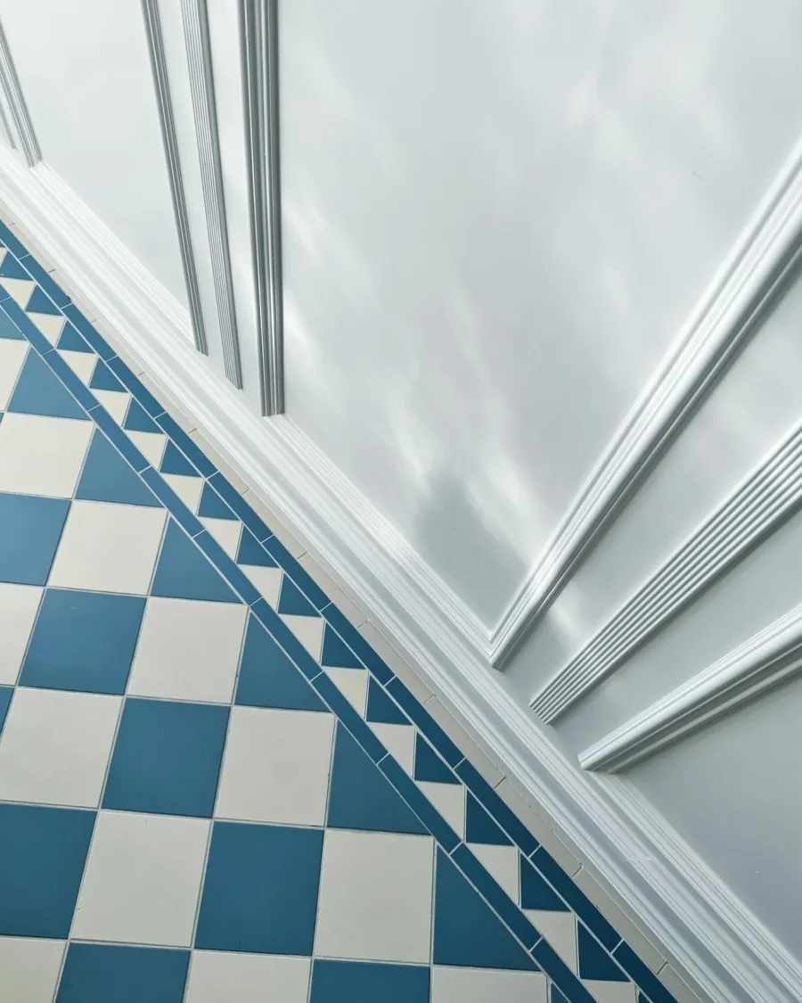 Winckelmans Schackrutigt Klinker|Klinker Hall|Klinker - Schackrutigt 15 x 15 cm ljusblå/vit