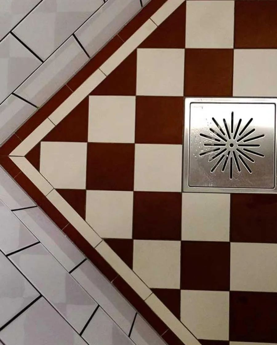 Winckelmans Schackrutigt Klinker|Klinker Hall|Klinker - Schackrutigt 10 x 10 cm röd/vit