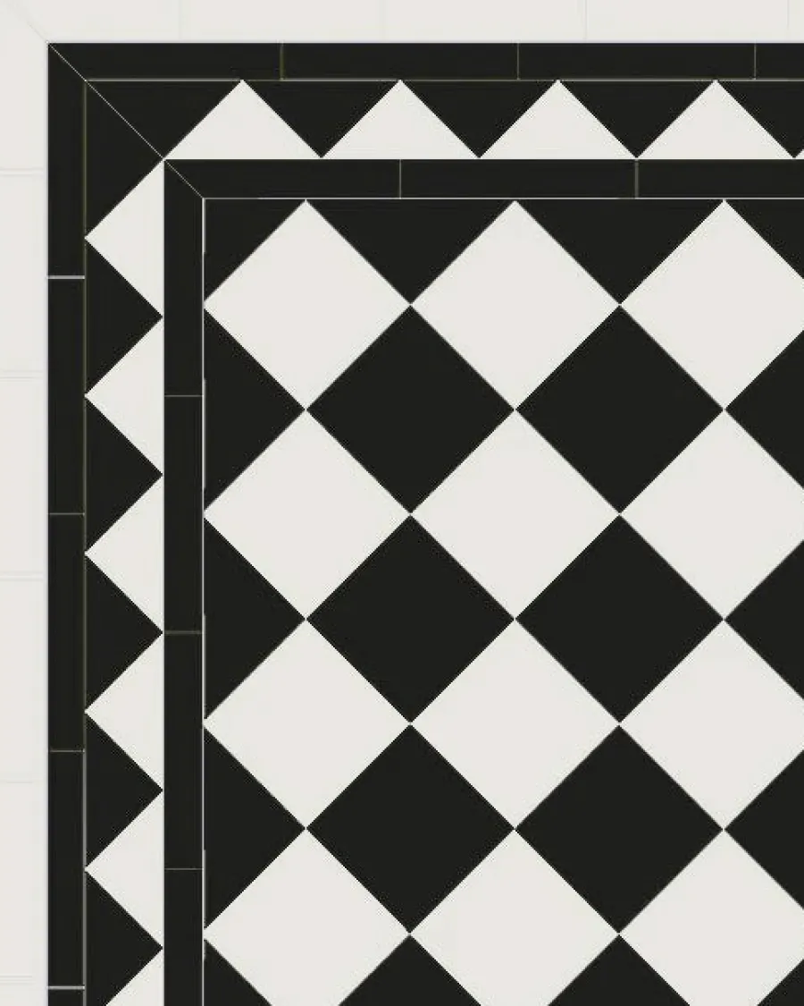 Winckelmans Schackrutigt Klinker|Klinker Hall|Klinker - Schackrutigt 15 x 15 cm svart/vit