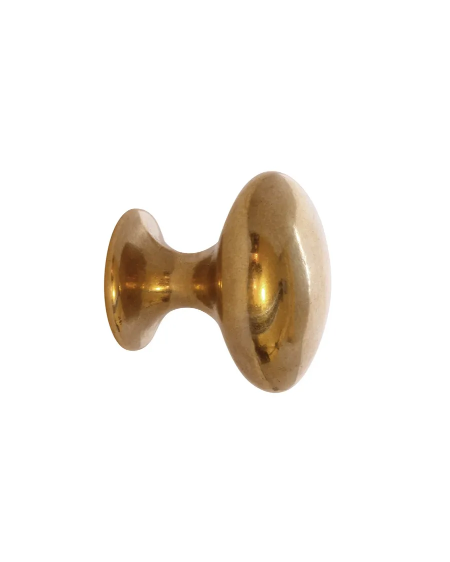 Beslag Design AB Möbelbeslag|Knoppar I Mässing|Knopp - Oval obehandlad mässing 40 mm