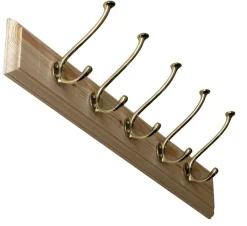 sekelskifte Kroklister|Kroklister I Trä|Kroklist 65 cm furu med hattkrok - Bårebo mässing