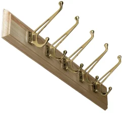 sekelskifte Kroklister|Kroklister I Trä|Kroklist 65 cm furu med klassisk klädkrok, mässing