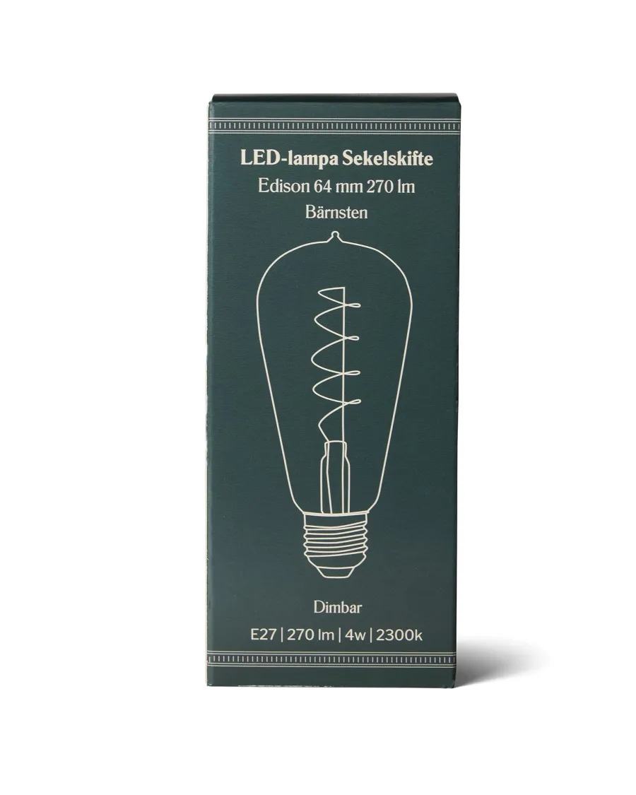 Lodan Lighting Led-Lampor E27|LED-lampa Sekelskifte - Edison 64 mm 270 lm, bärnsten