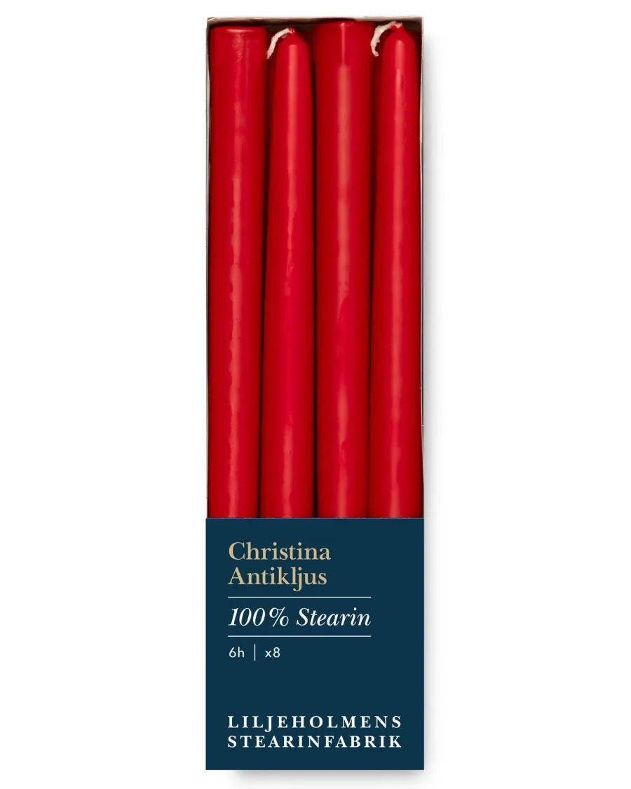 Liljeholmens Stearinfabriks AB Ljusstakar|Juldekoration|Liljeholmens Christinaljus - 8-pack röd