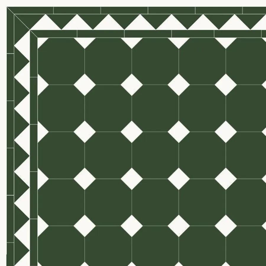 Winckelmans Oktagonklinker|Klinker Hall|Oktagonklinker - 15 x 15 cm mörkgrön/vit