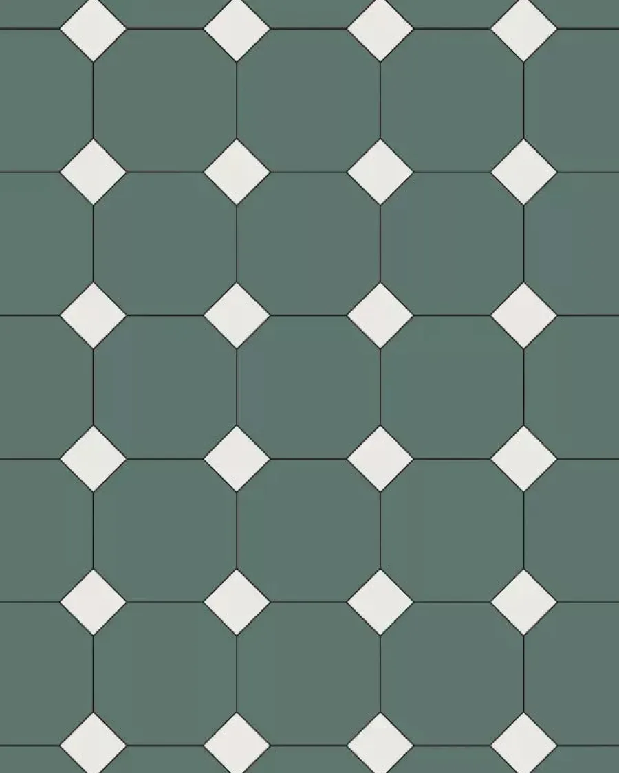 Winckelmans Oktagonklinker|Klinker Hall|Oktagonklinker - 15 x 15 cm mörkgrön/vit