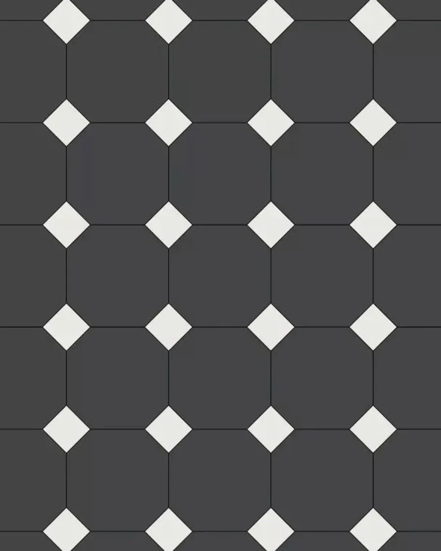 Winckelmans Oktagonklinker|Klinker Hall|Oktagonklinker - 15 x 15 cm svart/vit