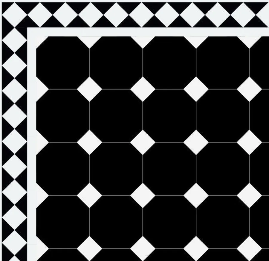 Winckelmans Oktagonklinker|Klinker Hall|Oktagonklinker - 15 x 15 cm svart/vit