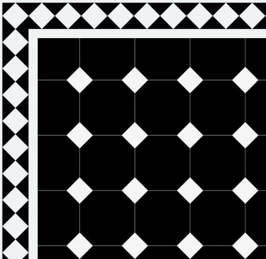 Winckelmans Oktagonklinker|Klinker Hall|Oktagonklinker - 15 x 15 cm svart/vit